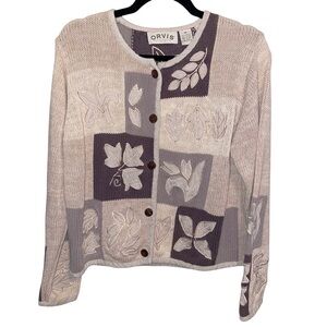 Vintage Orvis Sweater Womens Medium Cardigan Patchwork Thanksgiving Goblincore